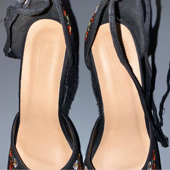ASOS Shoes TAMIKO Size 4 Embroidered Black 4” High Wedges - Picture 11 of 15